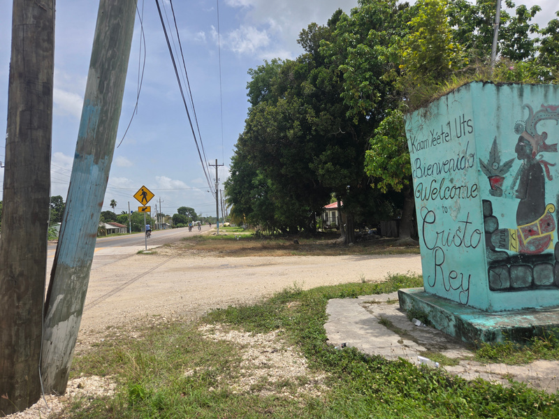 Roadside welcome sign for Cristo Rey village