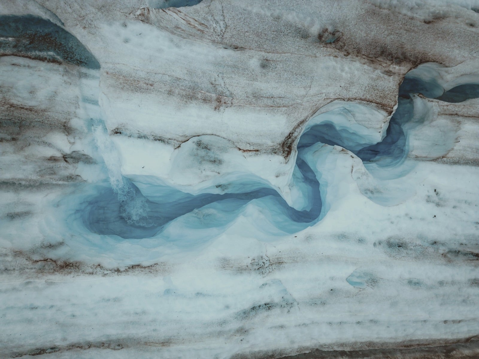 An aerial view of a glacier near Kodiak