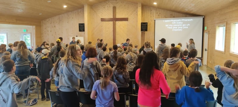 Students worshiping together in the mission's chapel