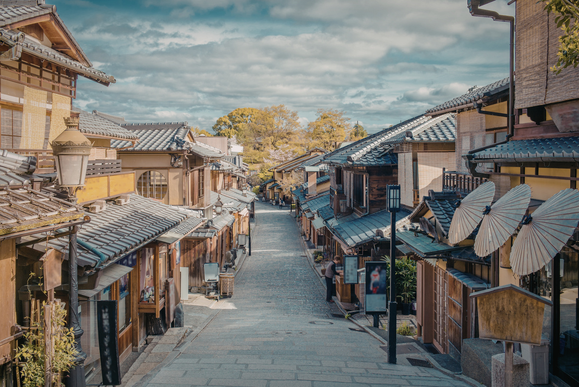 A traditional street in the Higashiyama district of Kyoto