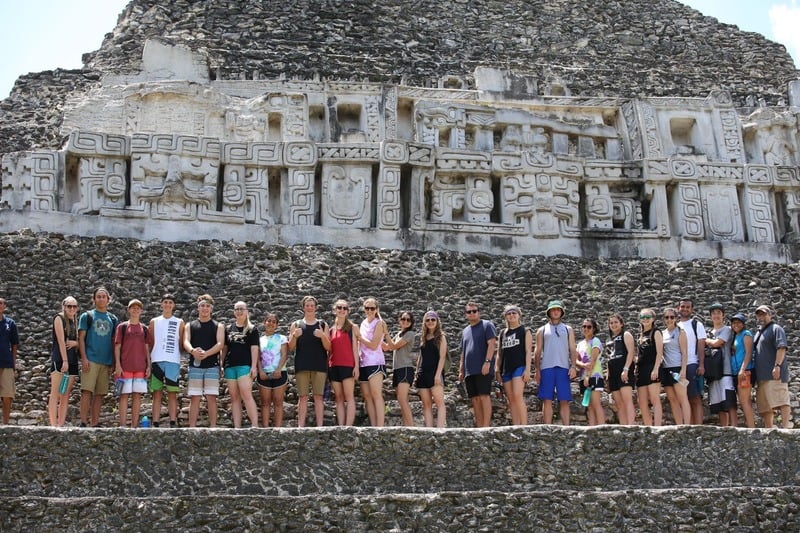 The team at ancient Mayan ruins
