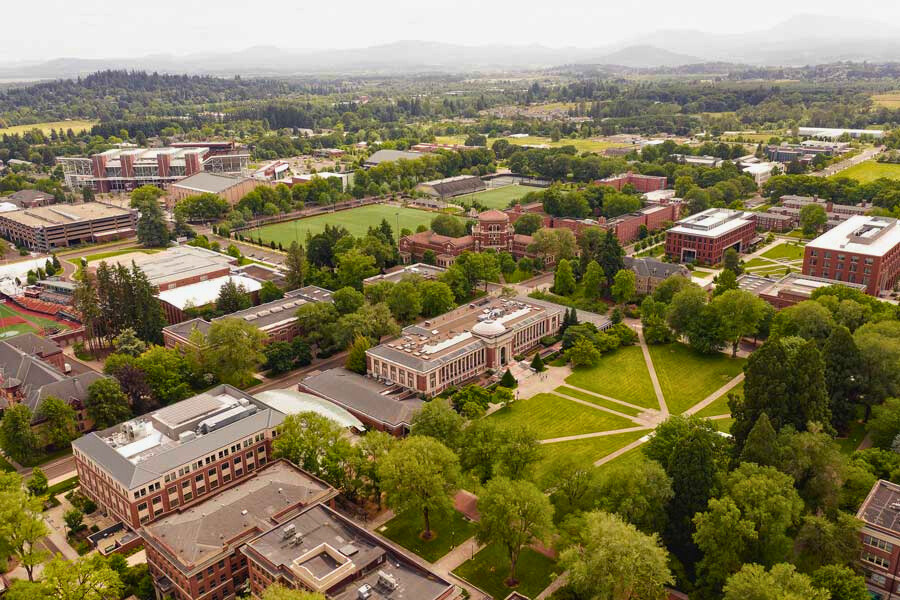 Aerial view of the Oregon State University campus